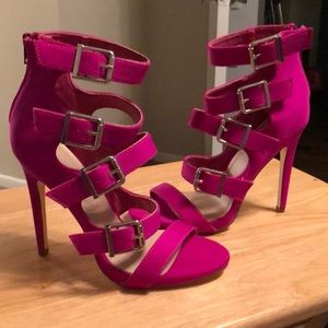 Strapped pink heels